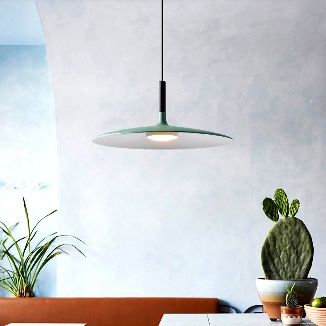 Lustra Suspension Lampe Disque Plat en Aluminium