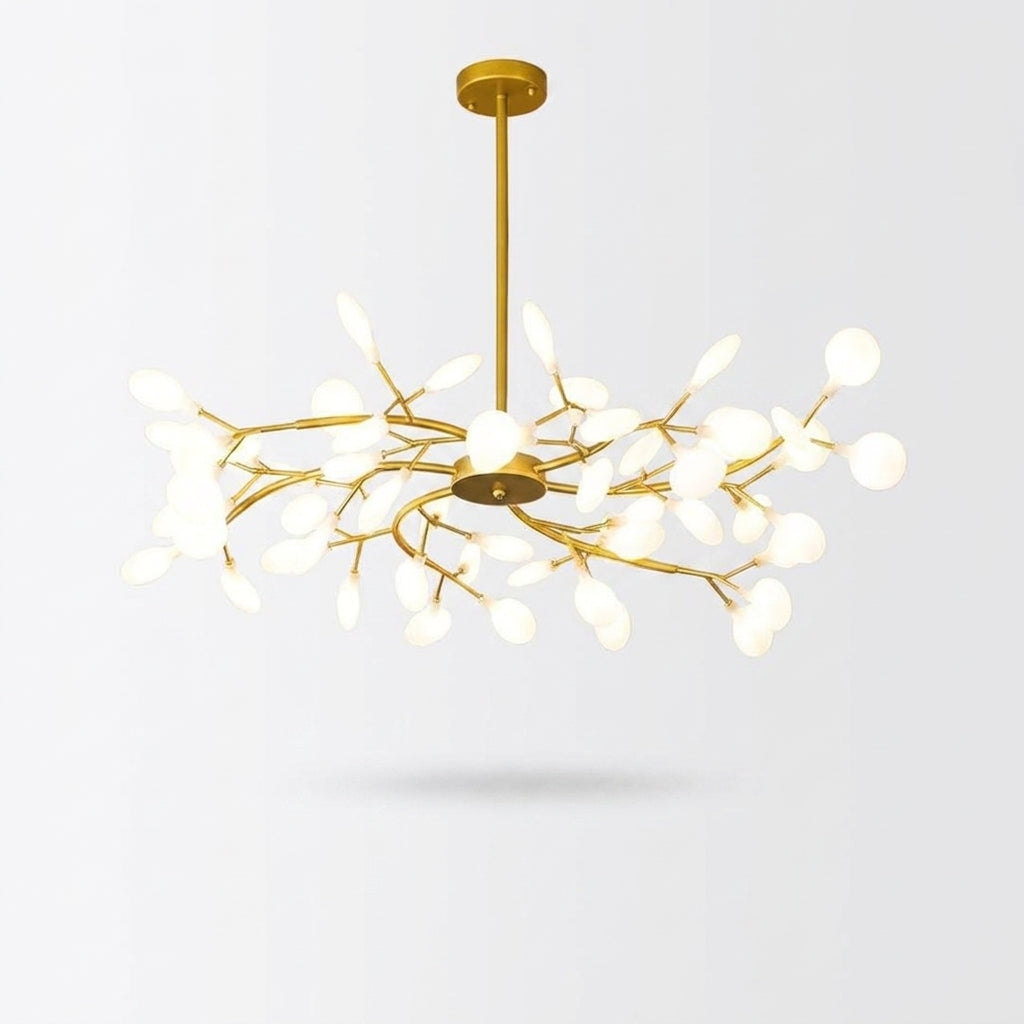 Suspension LED Moderne à Branches et Feuilles en Métal et Verre