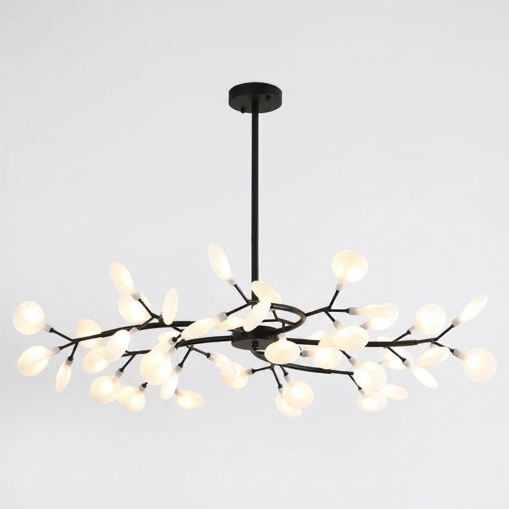 Suspension LED Moderne à Branches et Feuilles en Métal et Verre
