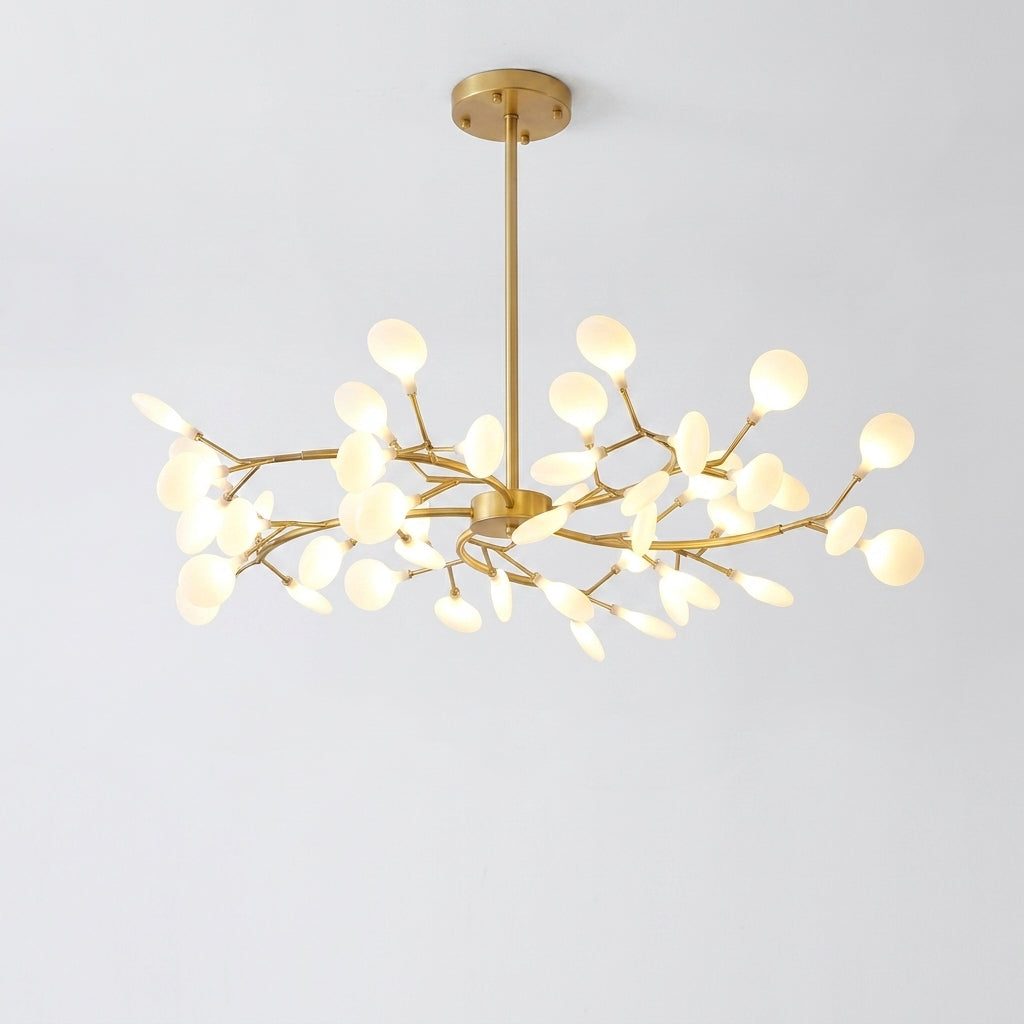 Suspension LED Moderne à Branches et Feuilles en Métal et Verre