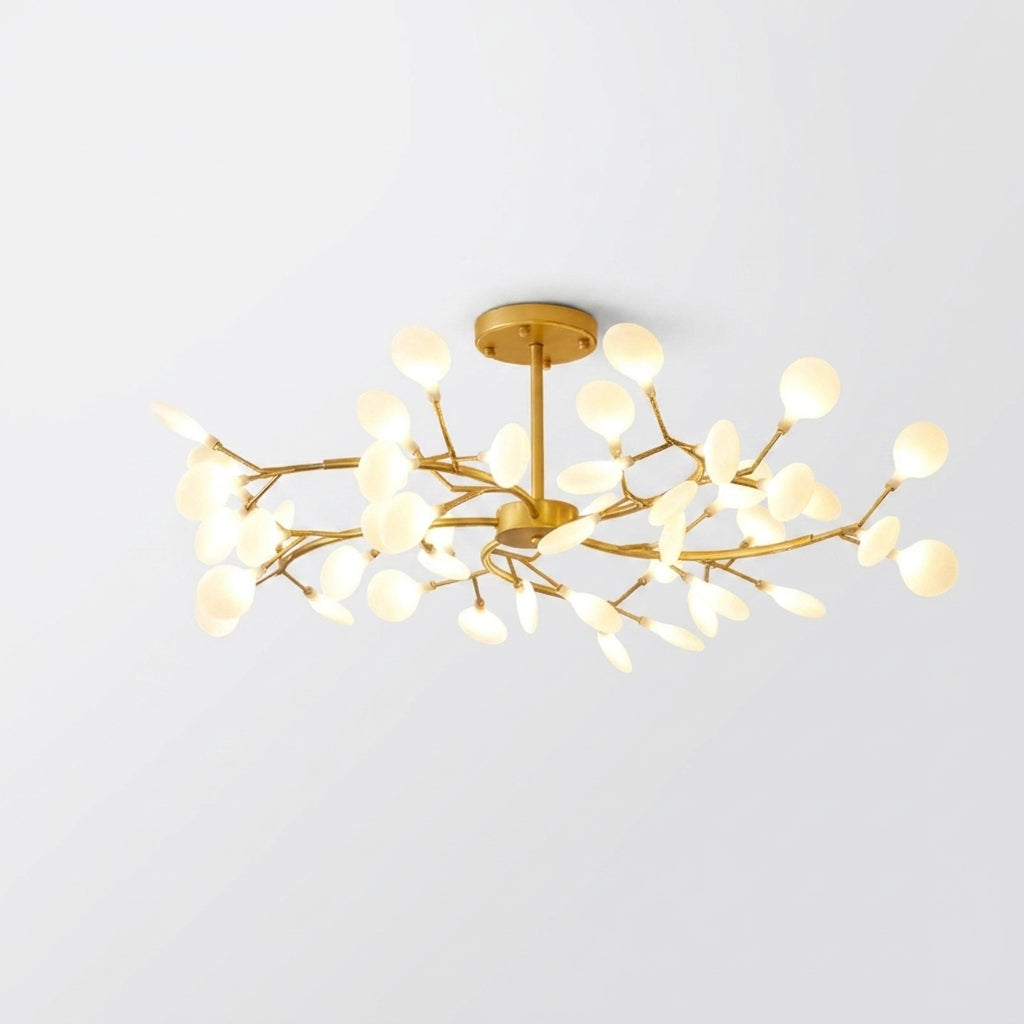 Suspension LED Moderne à Branches et Feuilles en Métal et Verre