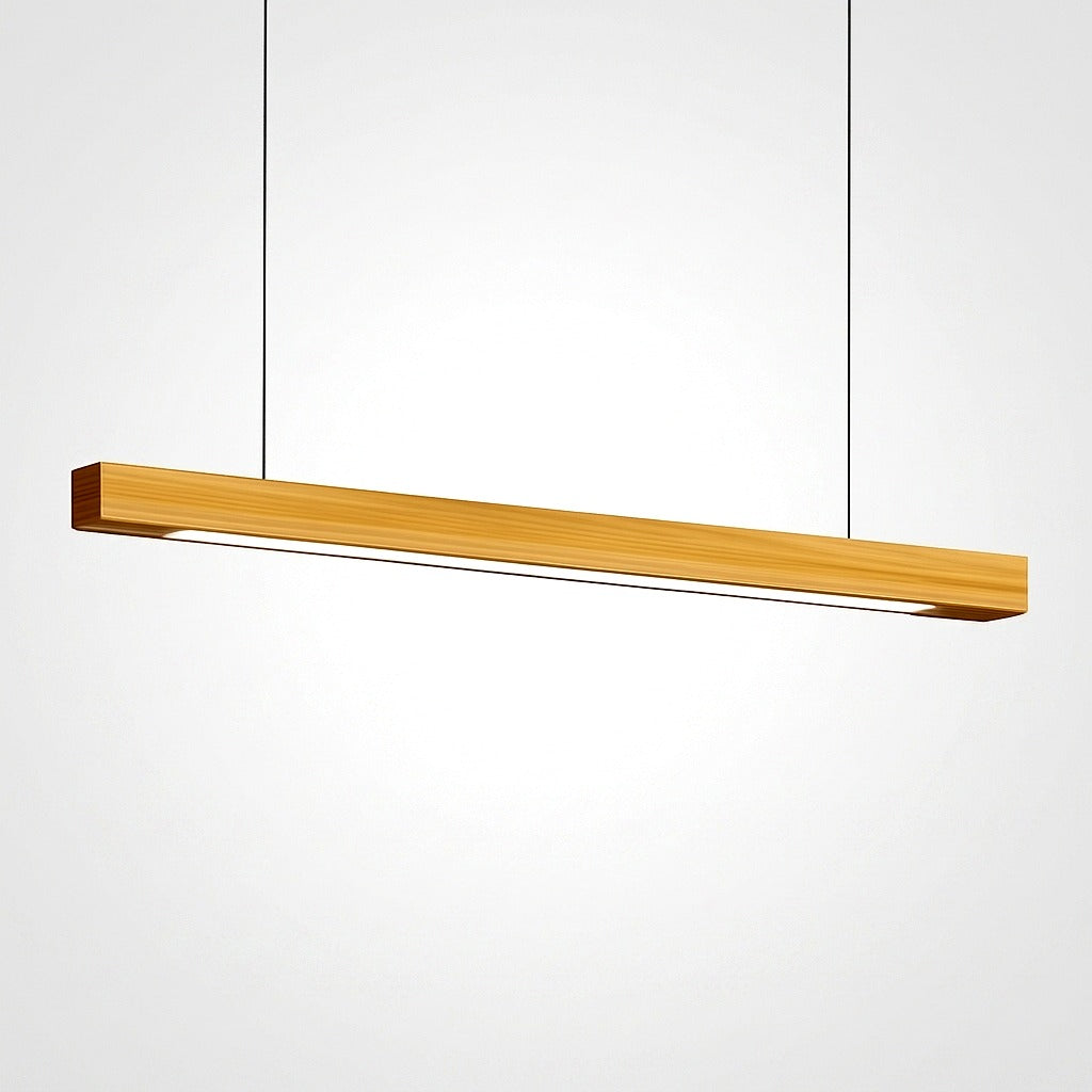Suspension LED Bois Allongée Design Moderne Linéaire - détail finition