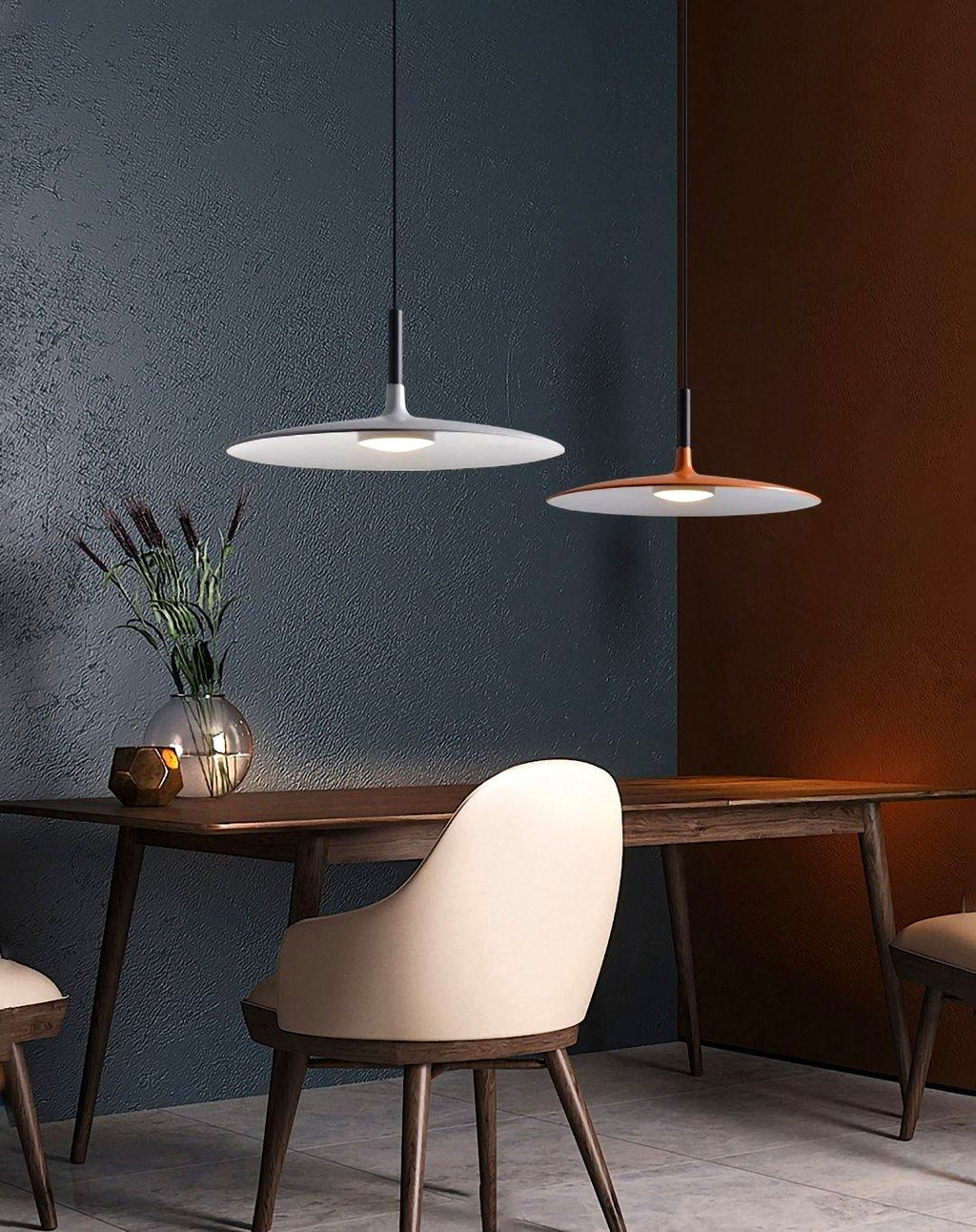 Lustra Suspension Lampe Disque Plat en Aluminium