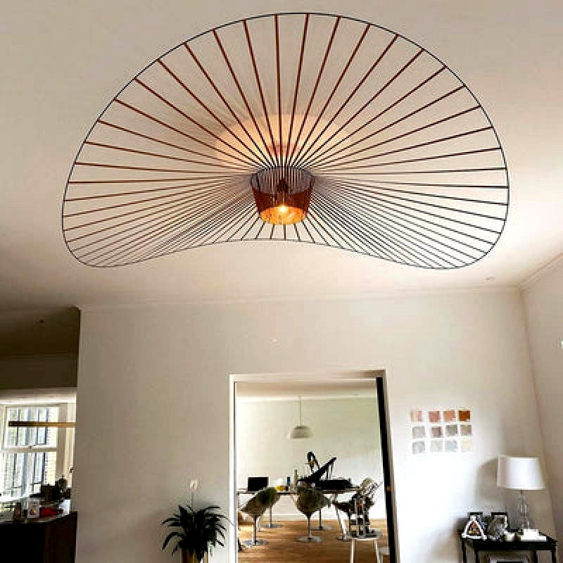 Suspension Vague Moderne. Tissu. Noir/Marron/Doré/Blanc. Salon -