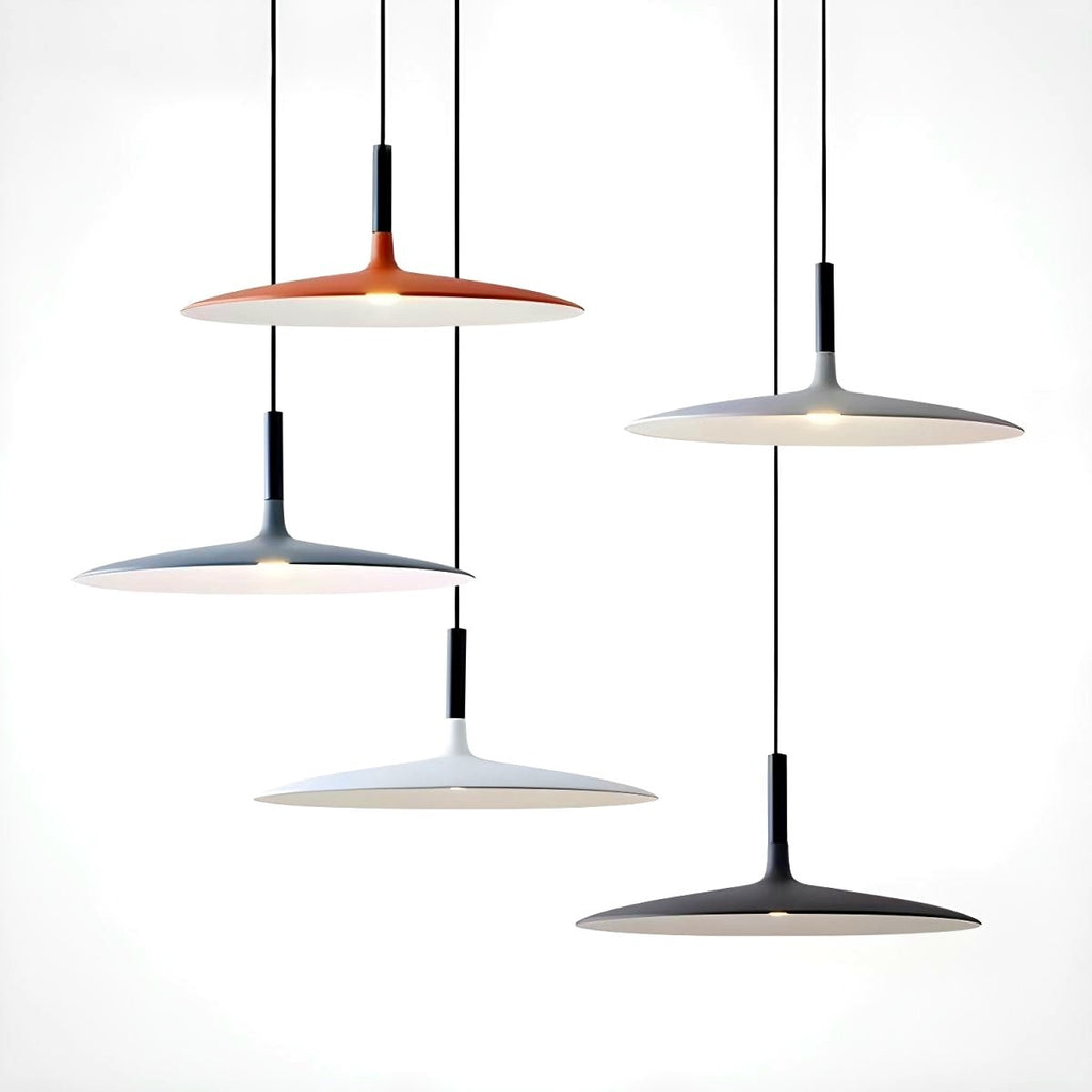 Lustra Suspension Lampe Disque Plat en Aluminium