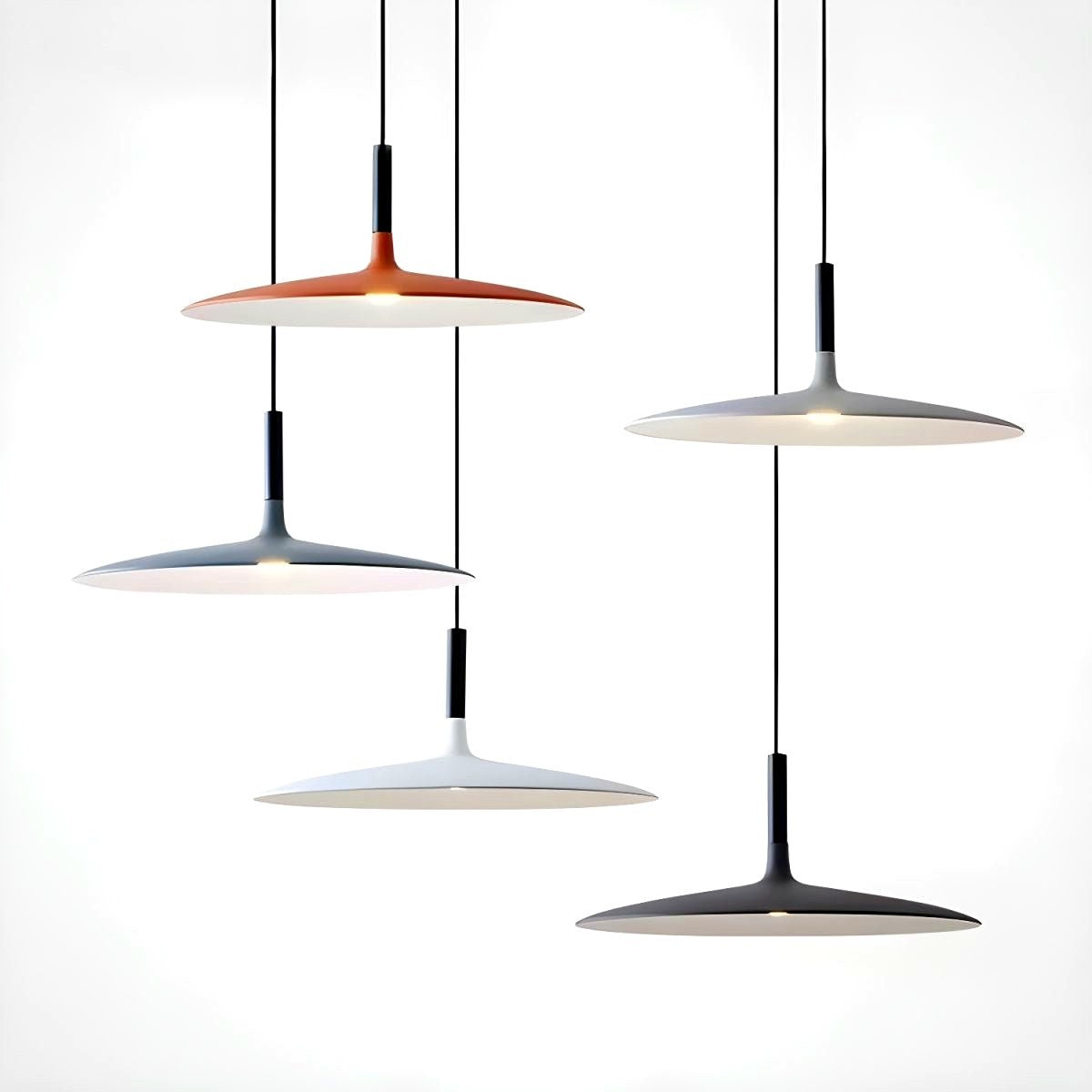 Lustra Suspension Lampe Disque Plat en Aluminium