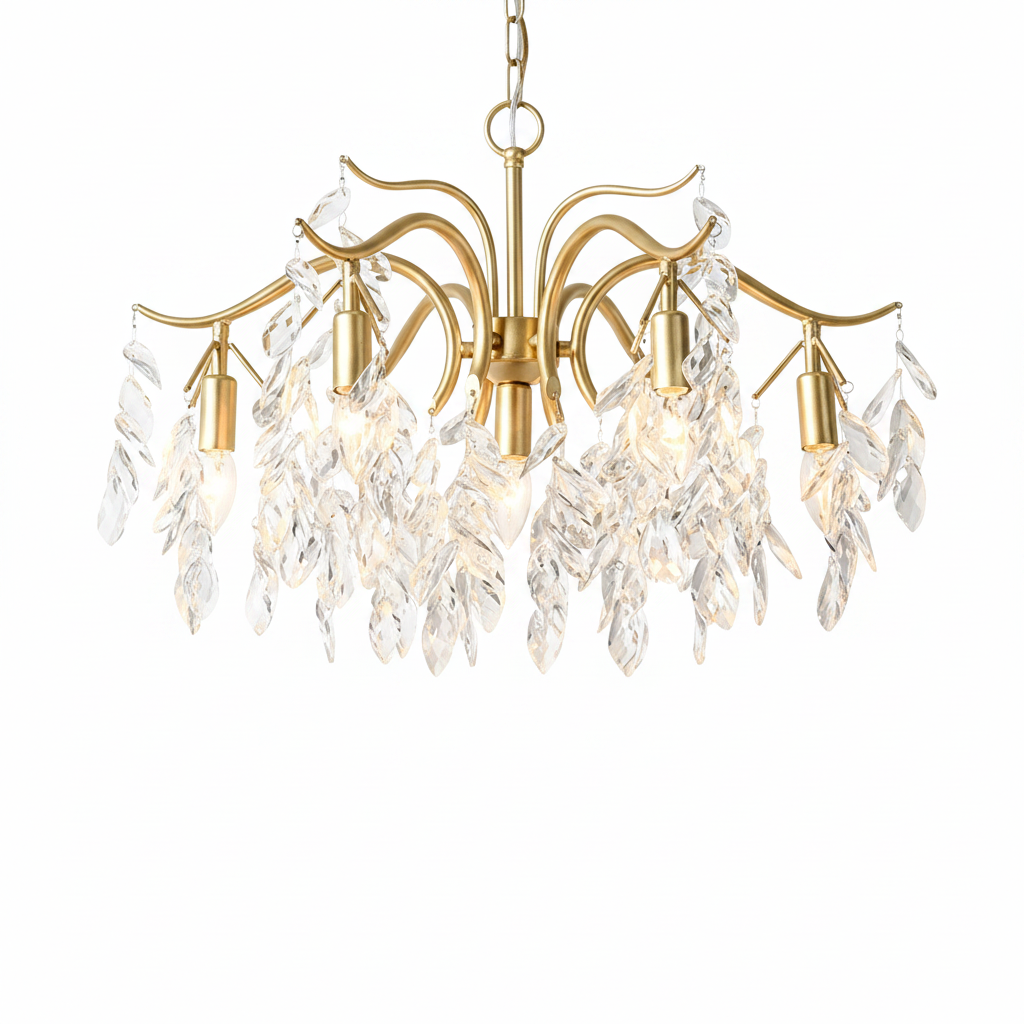 Kristy Suspension Multi Luxueux, Cristal/Cuivre, Noir/Or, Salon