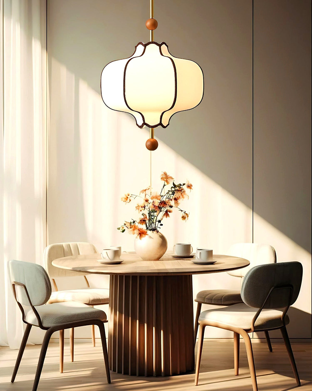 Lustra Suspension Lampe Lanterne en Tissu pour Salon