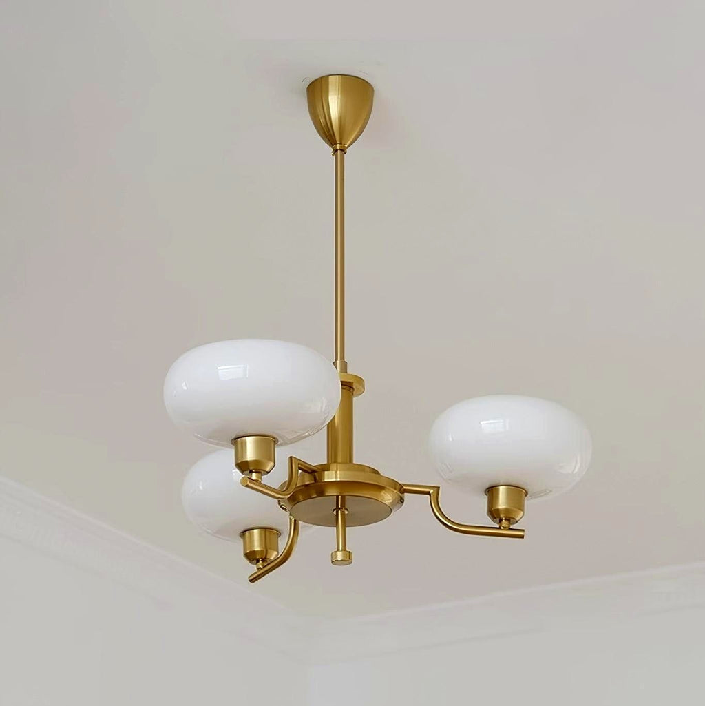 Lustra Suspension en Verre Globe Cadre en Laiton