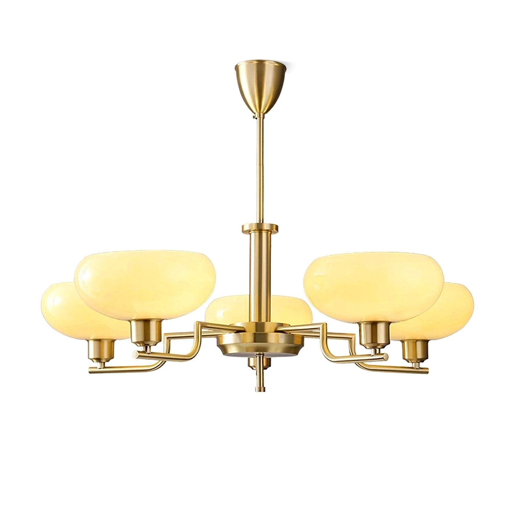 Lustra Suspension en Verre Globe Cadre en Laiton Image