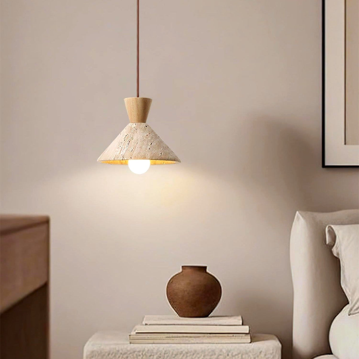 Ritta Suspension Travertin Forme Chapeau