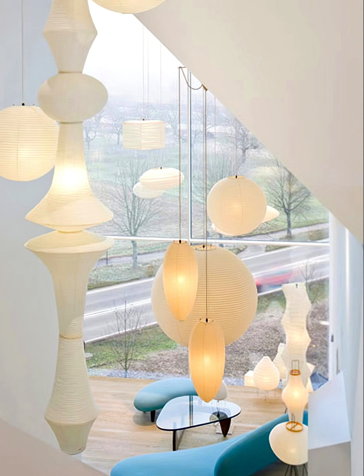 Lustra Suspension Luminaire Papier Washi E pour Salon