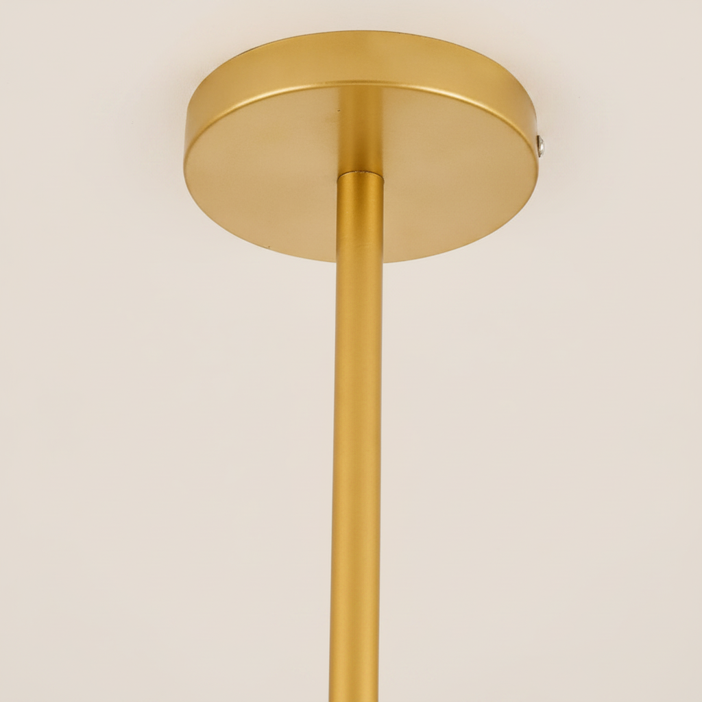 Suspension boule en verre et barres en métal design moderne