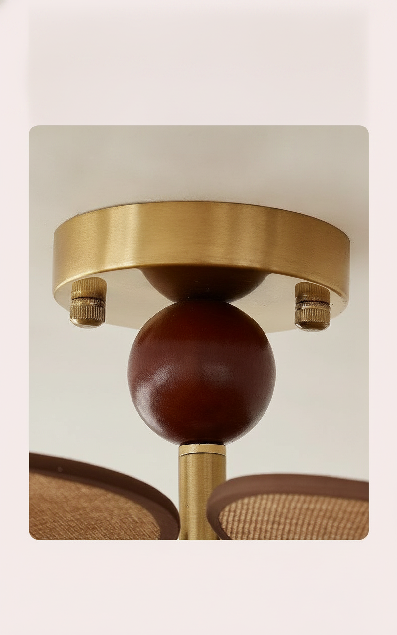 Suspension fleur en bois et métal design moderne