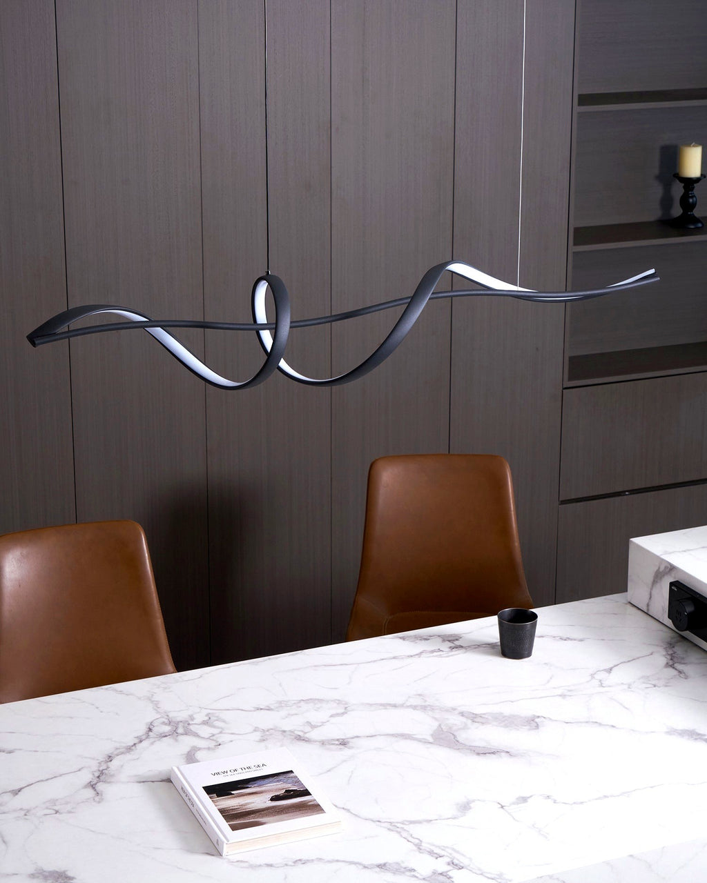 Aveline Suspension moderne LED Wave noire