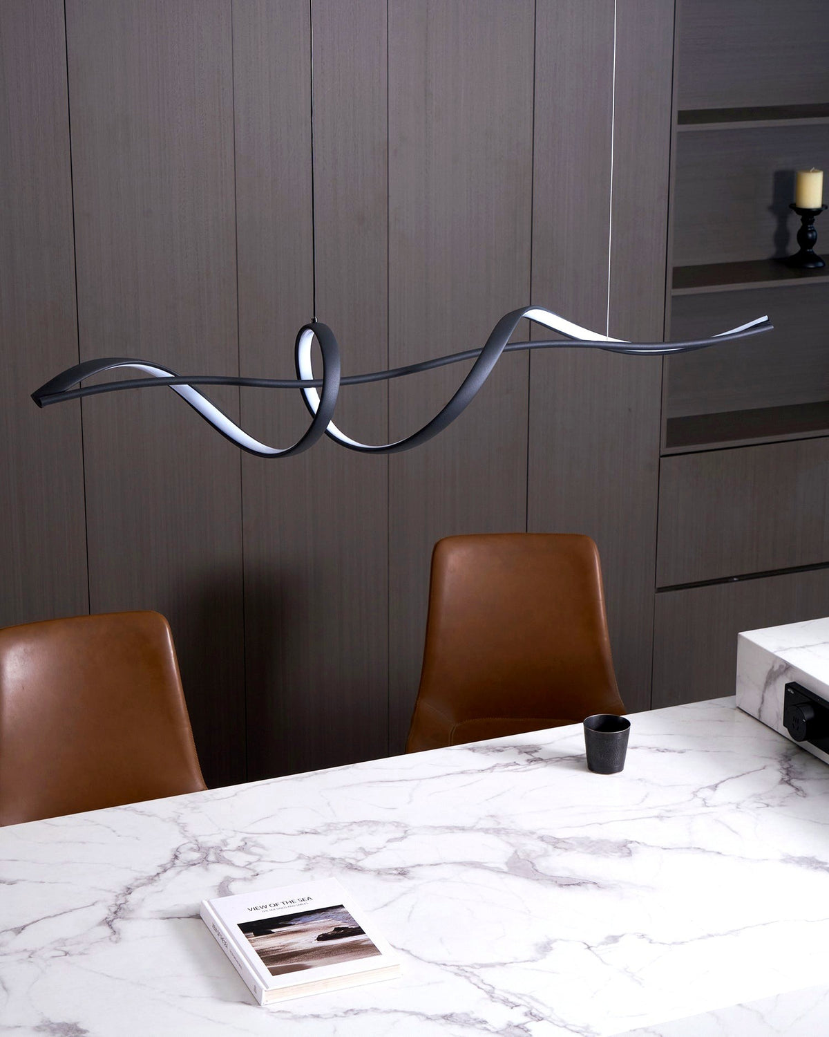 Aveline Suspension moderne LED Wave noire