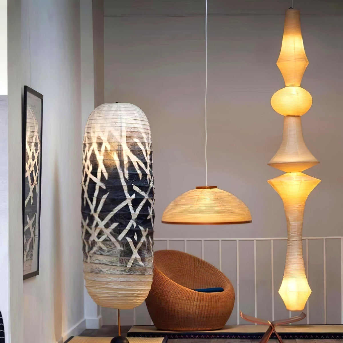 Lustra Suspension Luminaire Papier Washi E pour Salon
