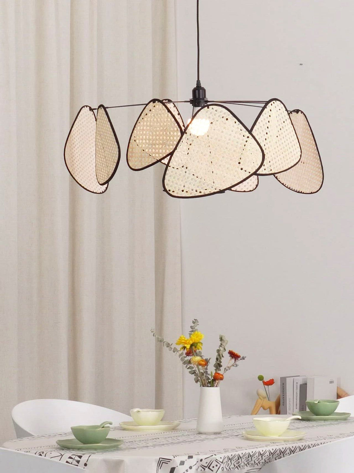Lustra Lustre Écran Cannage Suspension Rétro