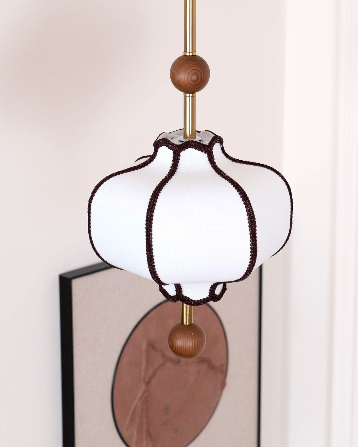 Lustra Suspension Lampe Lanterne en Tissu pour Salon