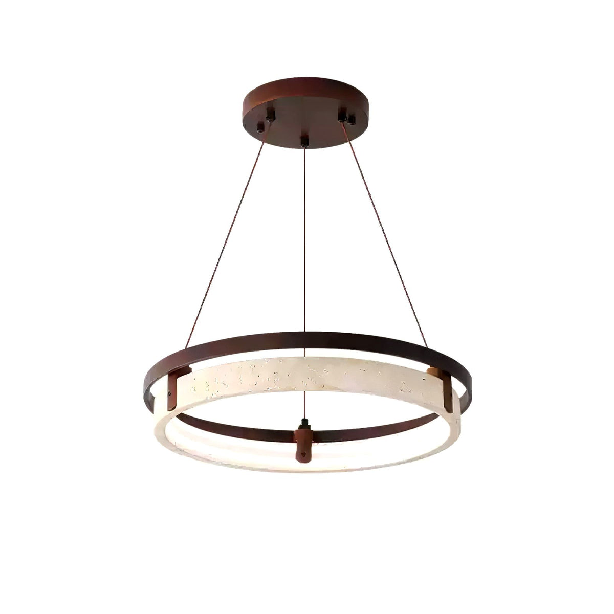 Suspension Moderne en Travertin Jaune et Bois