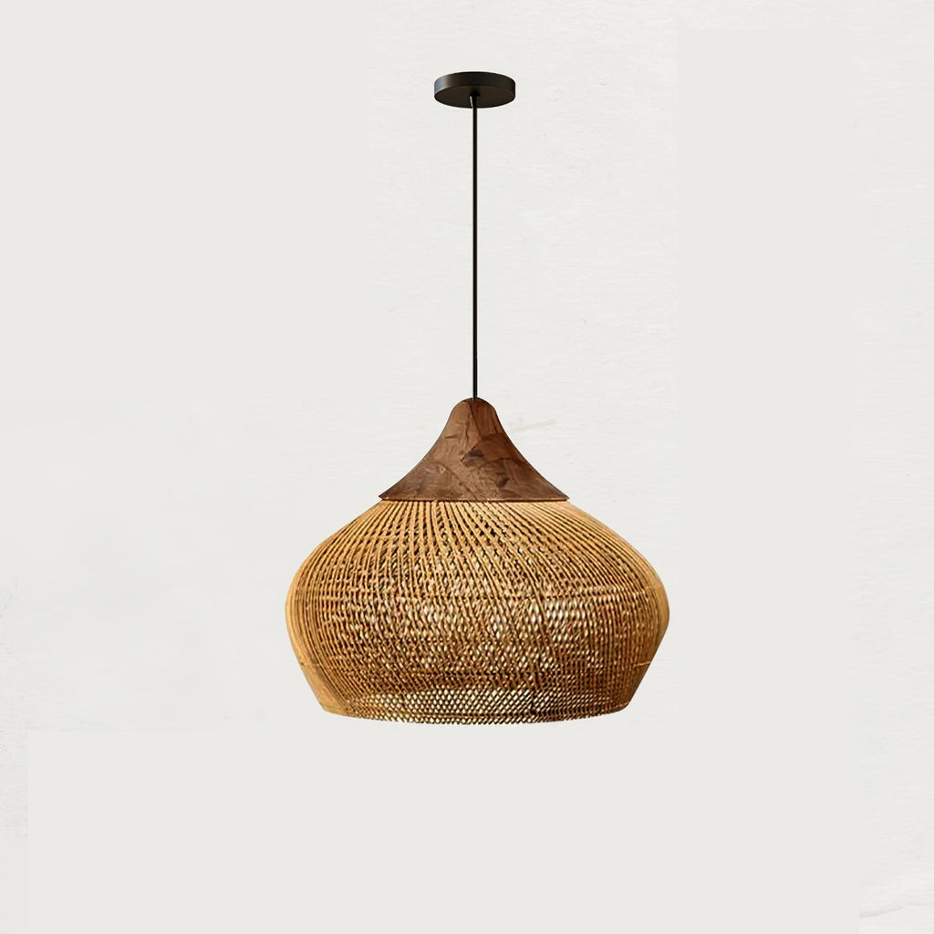 Suspension en Rotin Tressé et Bois