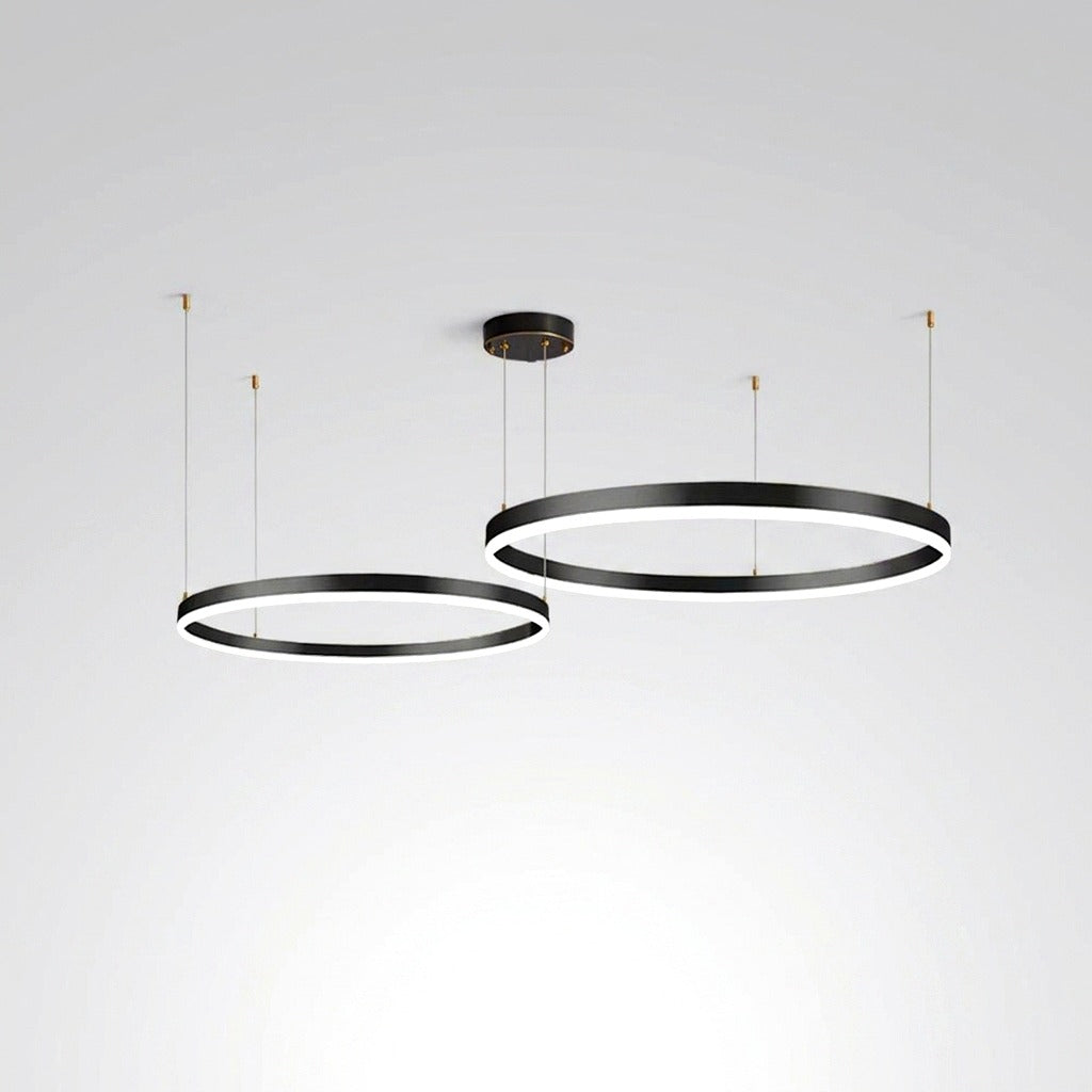 Suspension Anneau Moderne Métal Noir/Doré/Café Salon -