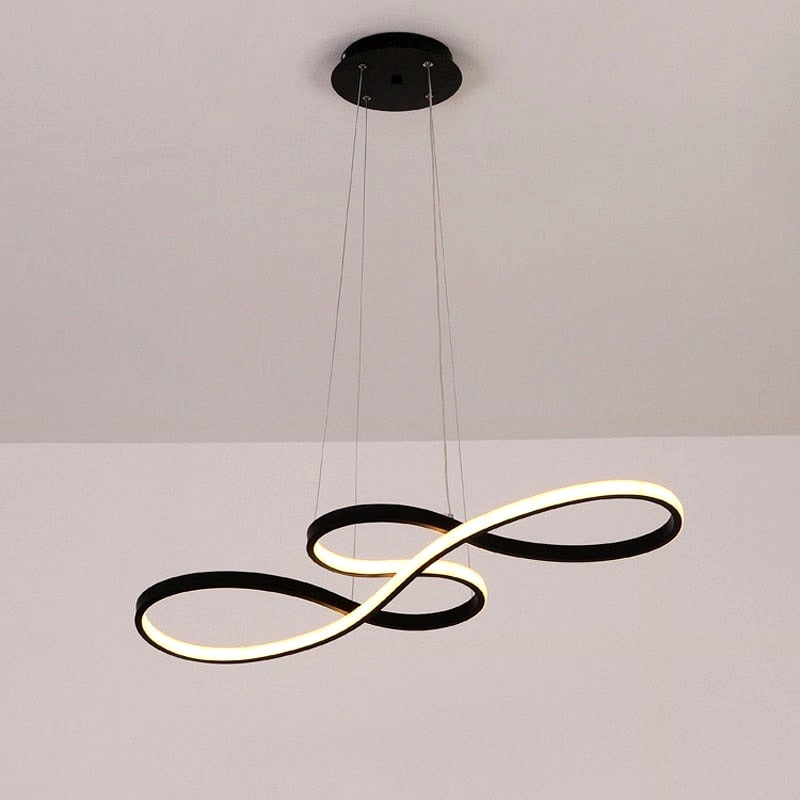 Suspension Linéaire Nordique Noir/Blanc/Or. Chambre -
