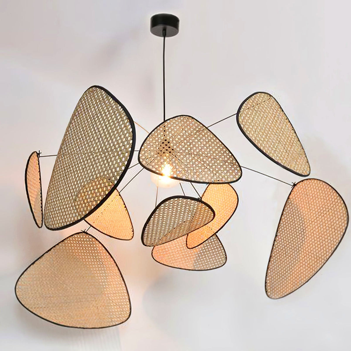 Lustra Lustre Écran Cannage Suspension Rétro