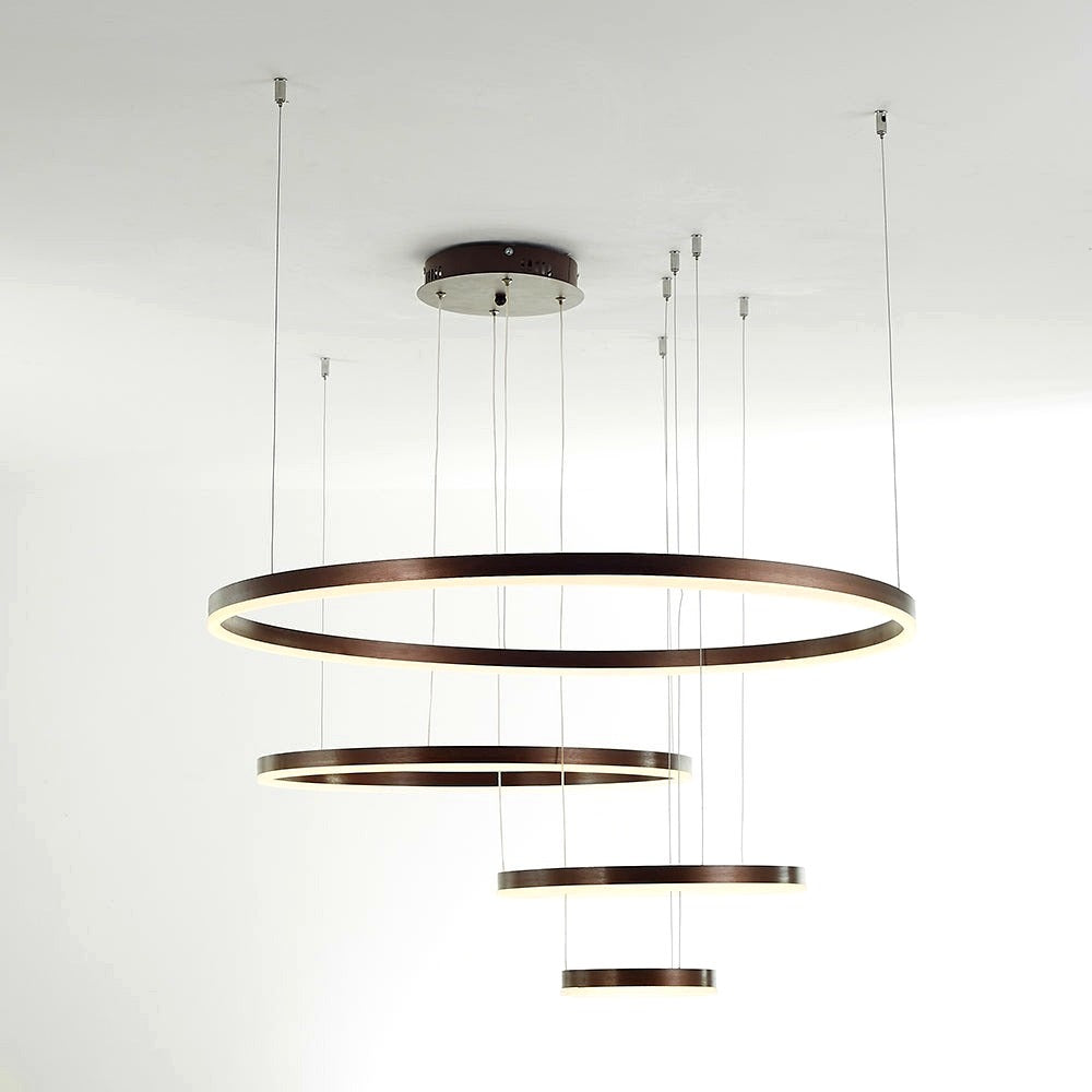 Suspension Anneau Moderne Métal Noir/Doré/Café Salon -