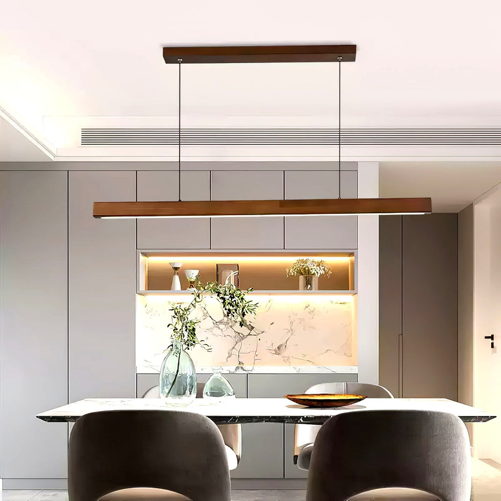 Elowen Suspension linéaire minimaliste en bois