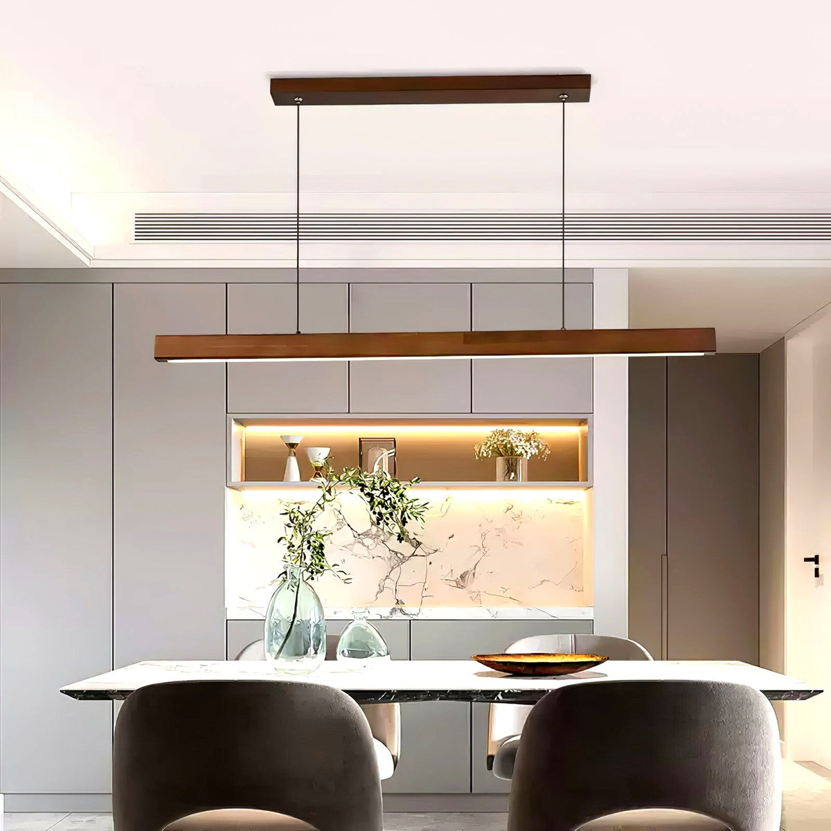 Elowen Suspension linéaire minimaliste en bois