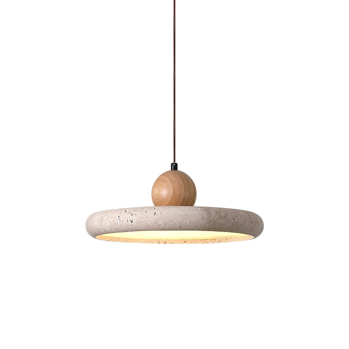 Suspension en Travertin et Bois Naturel Moderne