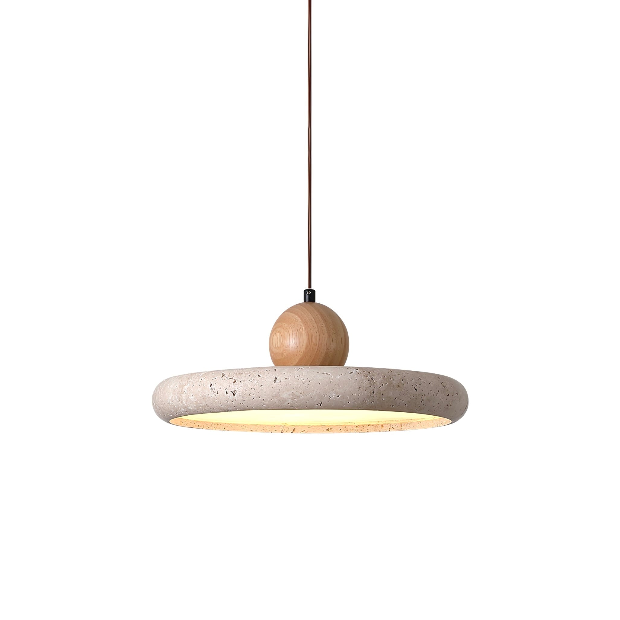 Suspension en Travertin et Bois Naturel Moderne Image