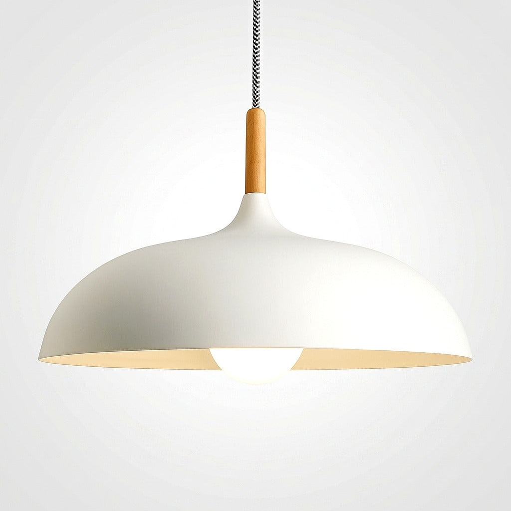 Suspension Aluminium Colorée avec Tige en Bois - vue de dessous