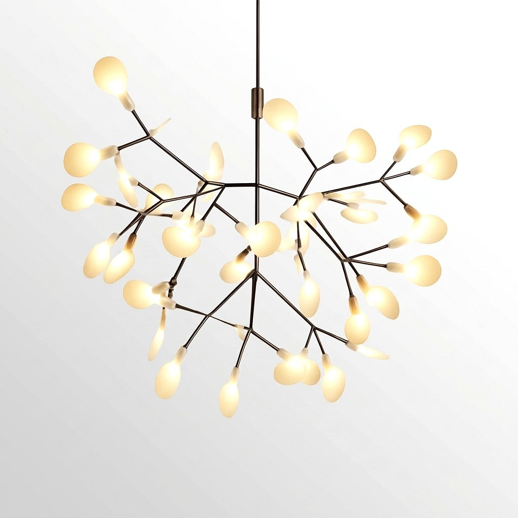 Suspension LED Arbre Lumineux Cuivré ou Noir - ambiance éclairée