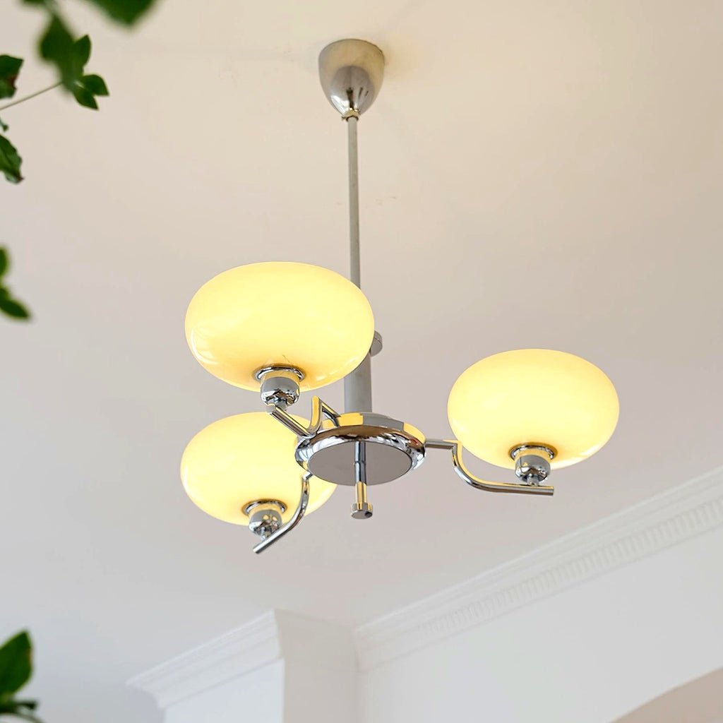 Lustra Suspension en Verre Globe Cadre en Laiton