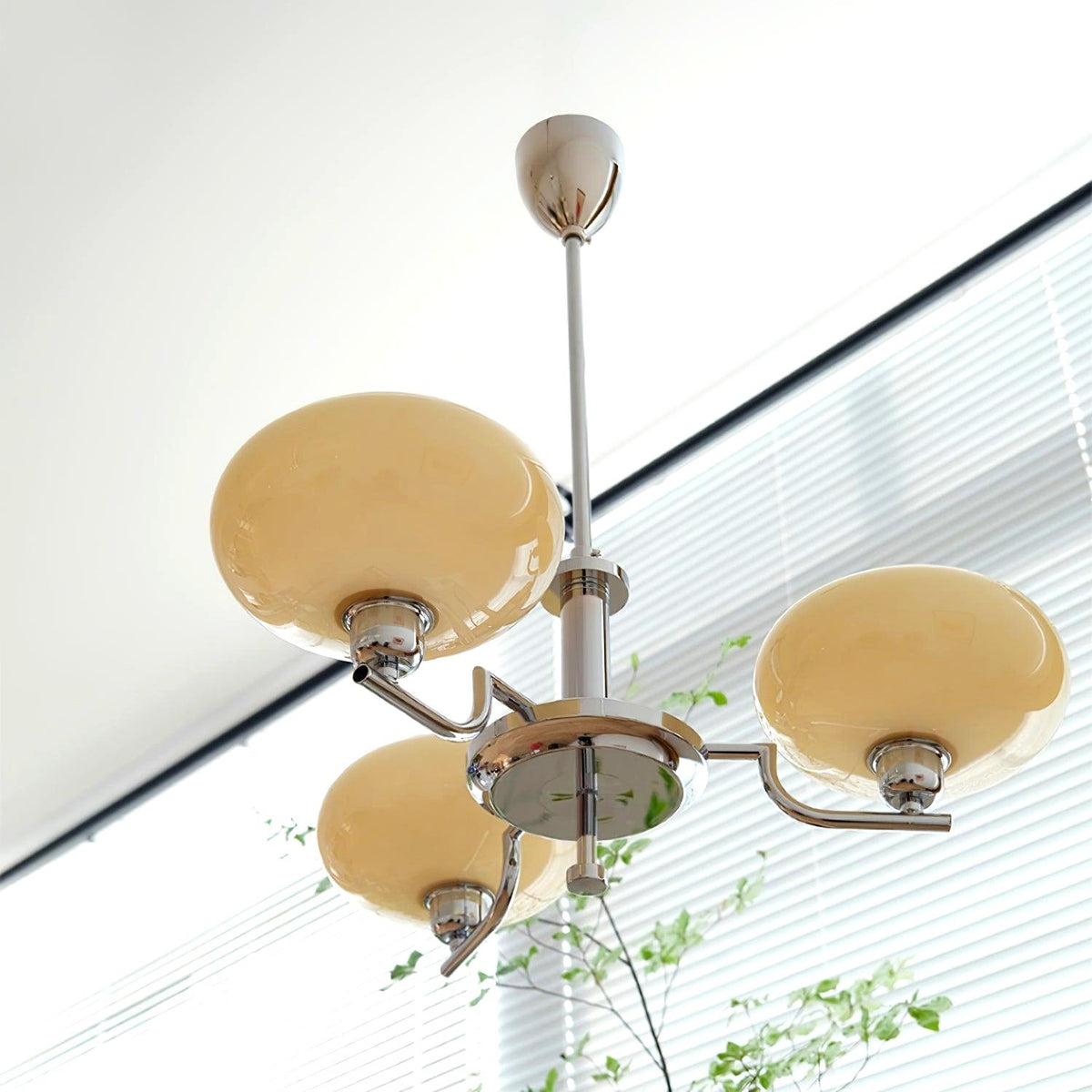 Lustra Suspension en Verre Globe Cadre en Laiton