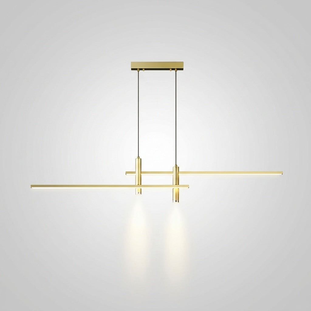 Suspension Linéaire Design Italien Longue Noir et Or - Or L 120cm Dimmable