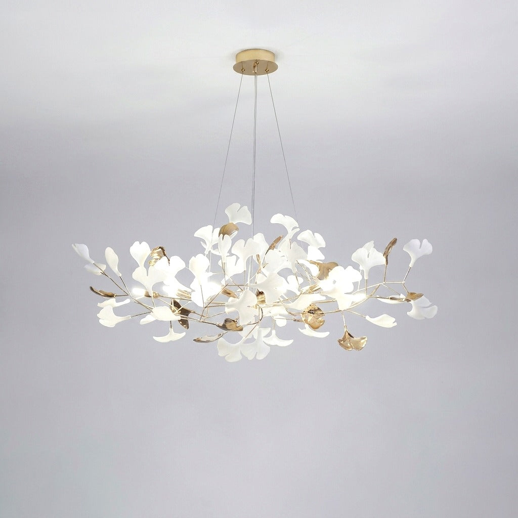 Suspension Feuille/Multi Moderne Métal/Céramique Doré/Blanc Salon -