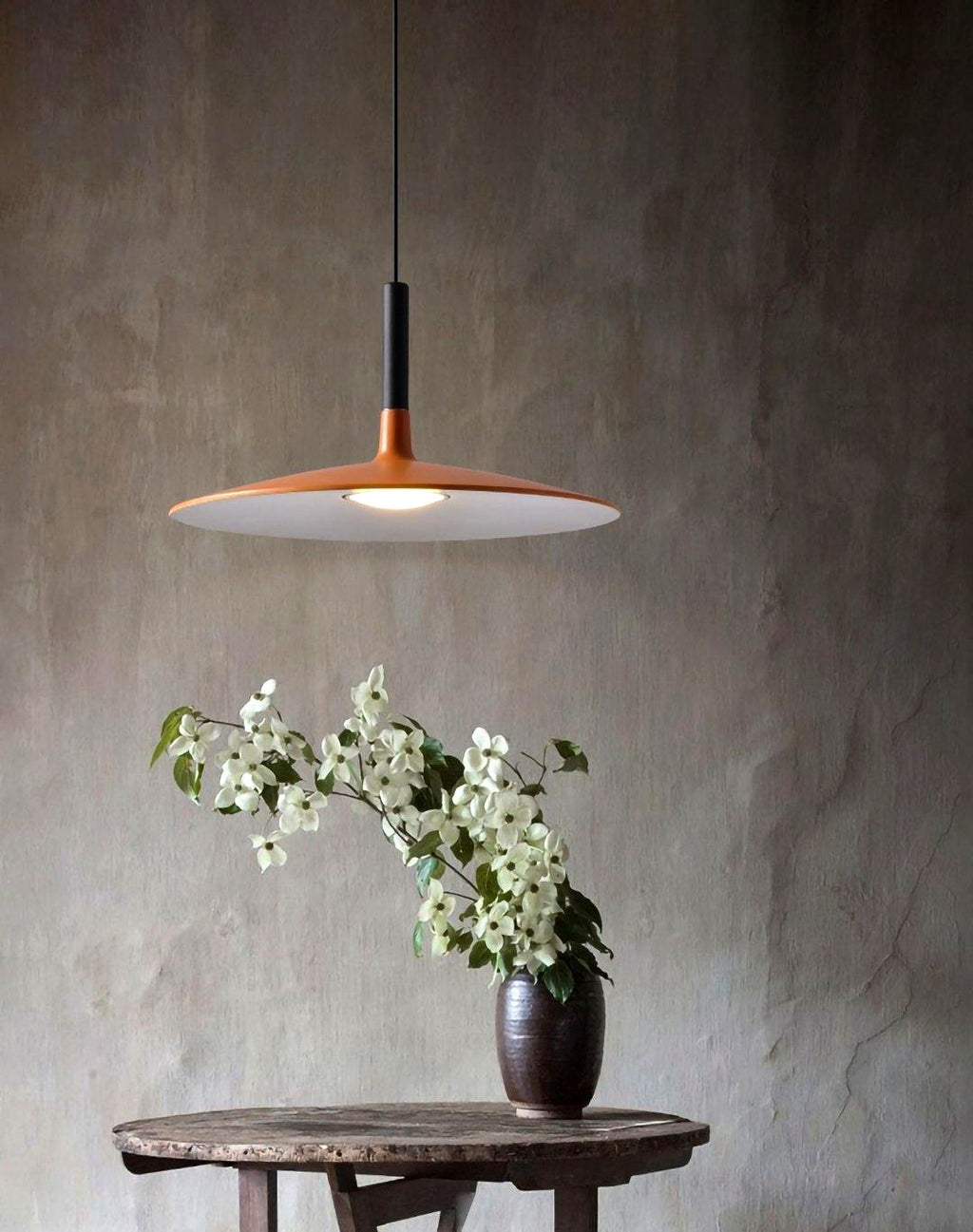 Lustra Suspension Lampe Disque Plat en Aluminium