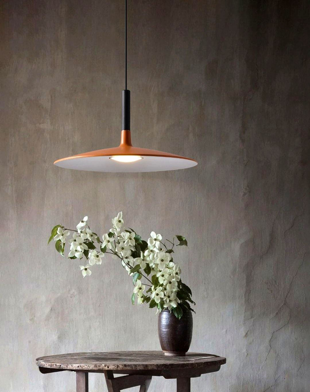 Lustra Suspension Lampe Disque Plat en Aluminium