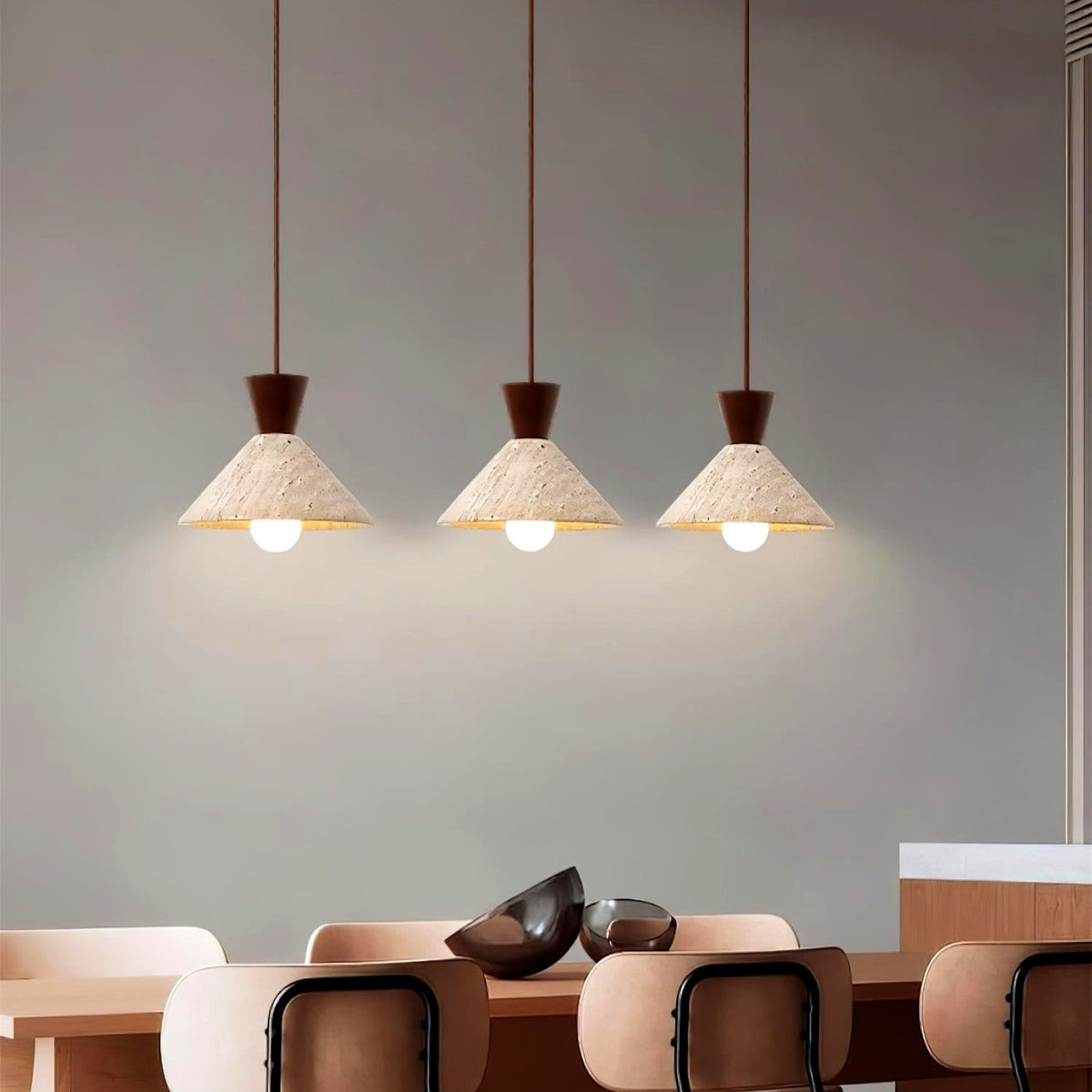 Ritta Suspension Travertin Forme Chapeau