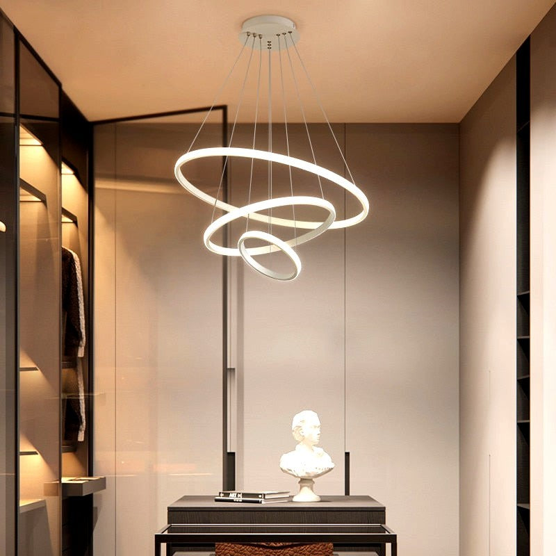 Zin Suspension Anneau Moderne Noir/Blanc/Doré. Salon