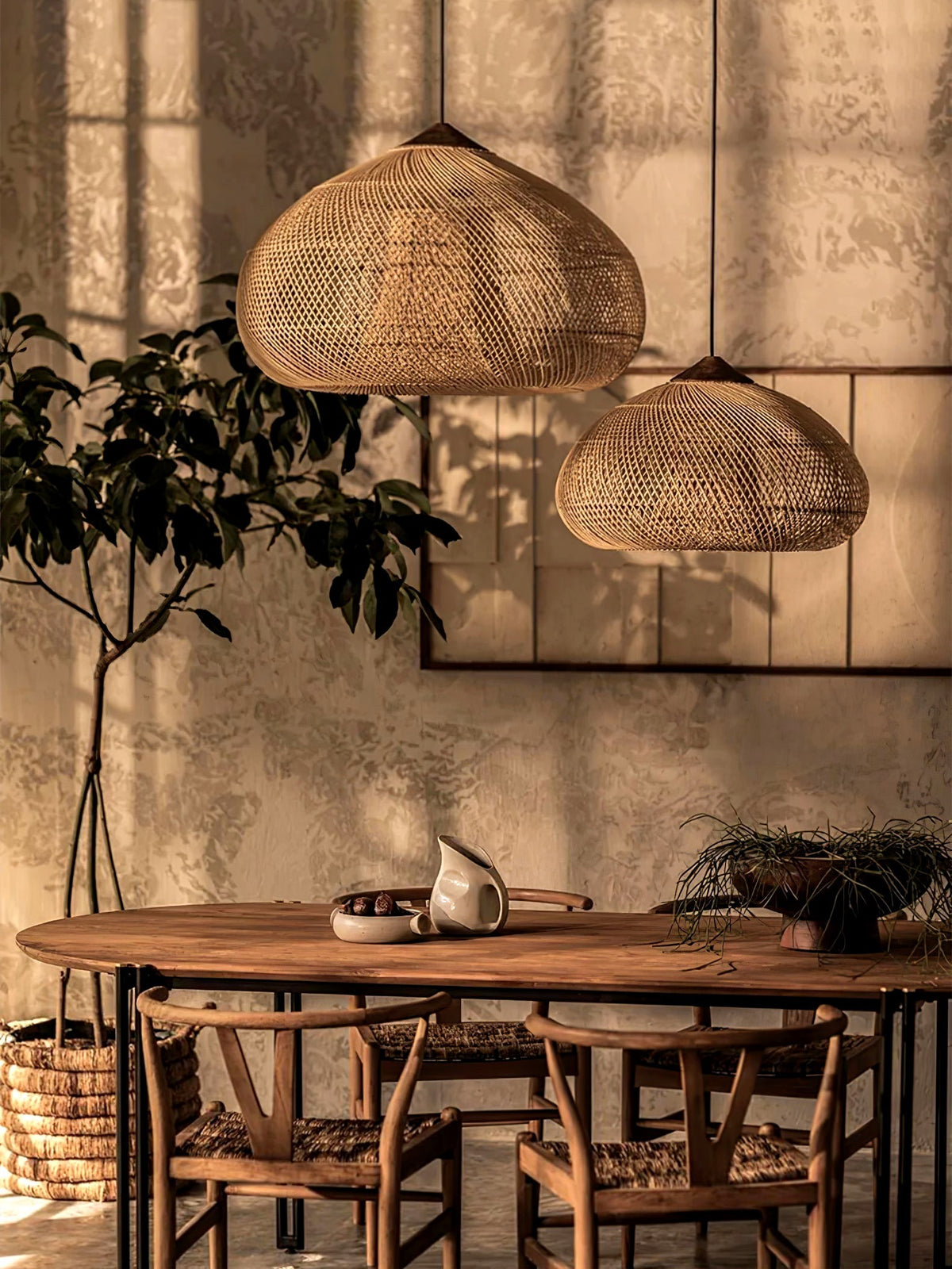 Evelyn Suspension en Rotin Tressé pour Salon