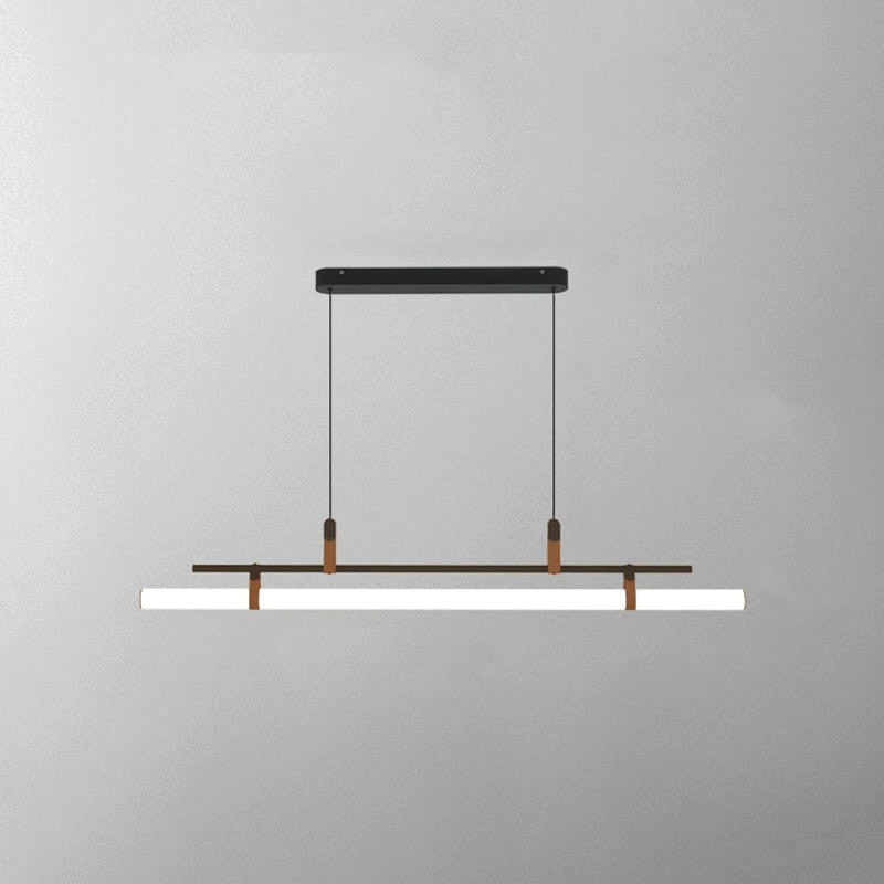 Inari Suspension Linéaire Simple. Métal/Acrylique. Noir/doré. Chambre