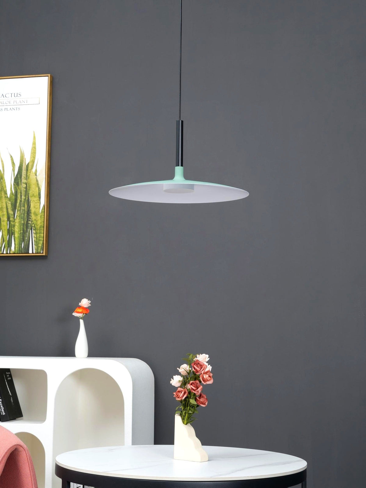 Lustra Suspension Lampe Disque Plat en Aluminium