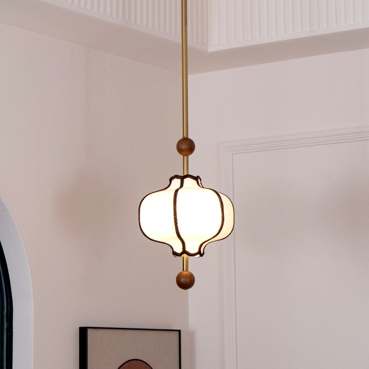 Lustra Suspension Lampe Lanterne en Tissu pour Salon