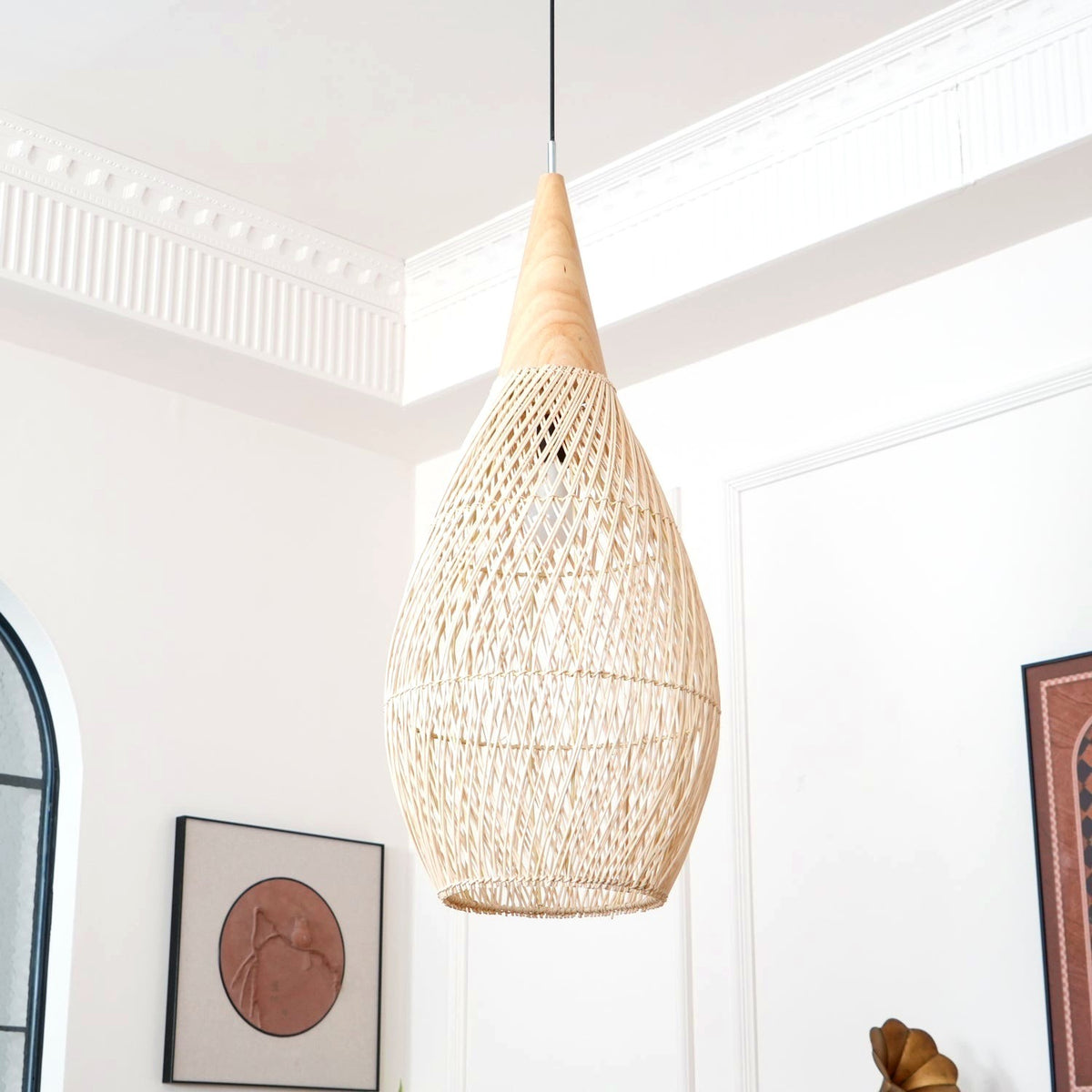 Evelyn Suspension en Rotin Tressé pour Salon