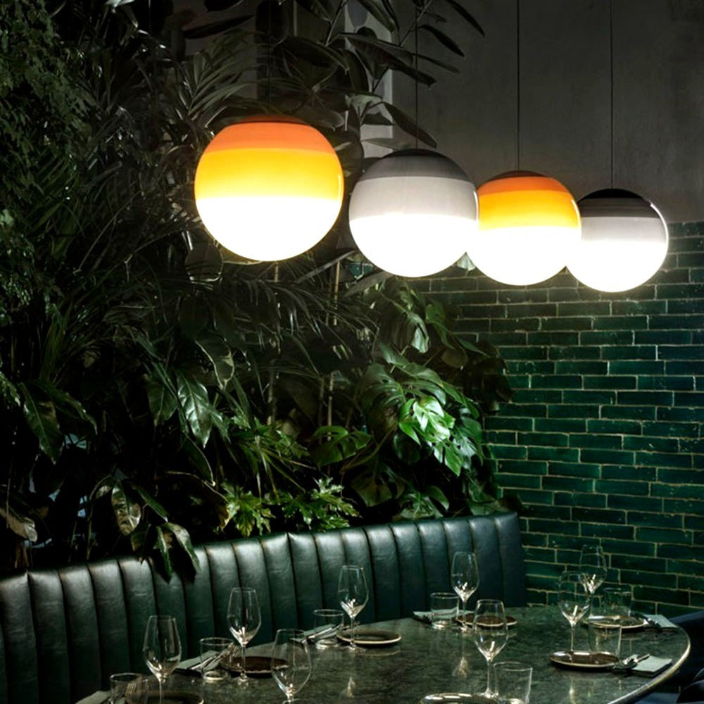 Edith Suspension Bulle Moderne Verre. Noir/Gris/Bleu/Rose. Salon