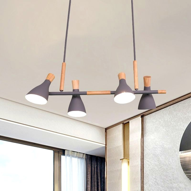 Valentina Luminaires Suspensions 4 Lampes Nordique Bois/Métal Blanc/Vert/Gris Cuisine/Salon